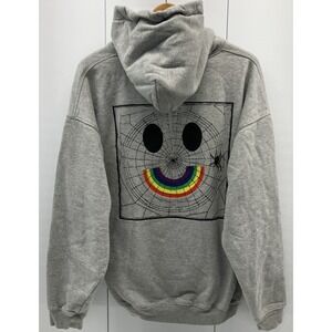 Patta Gray Pullover Hoodie‎ Spiderweb Smiley Rainbow Back Size Men's XL